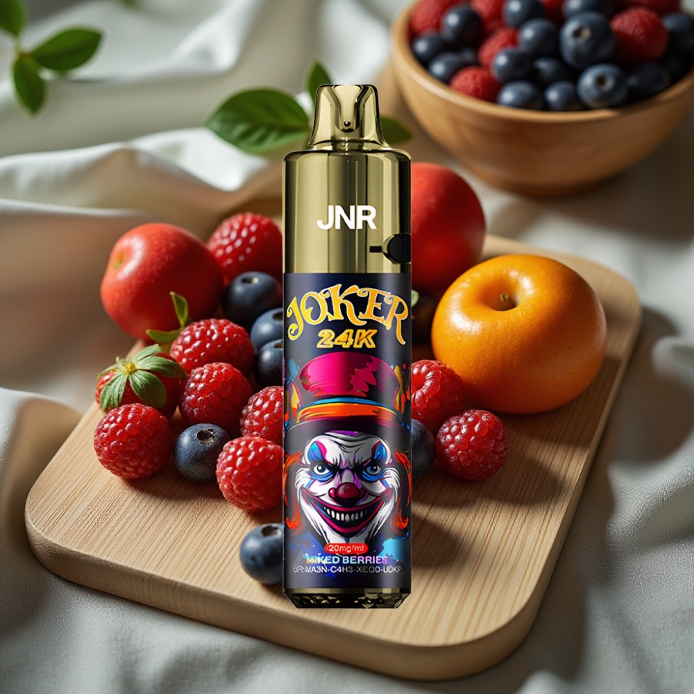 JNR Joker 24K Puffs Herlaadbare Disposable Vape Gemengde Bessen 2+10ml Side Refill Zichtbaar Vloeistofniveau 800mAh Type-C 2% Nicotine TPD