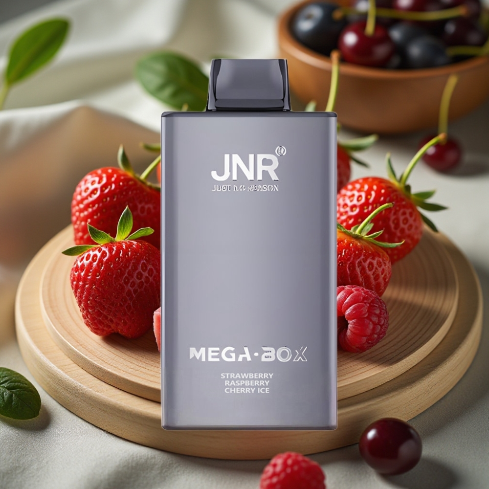 JNR Mega Box 25000 Puffs Disposable Vape Aardbei Framboos Kers IJs 30ml 850mAh Dual Mesh Coil Type-C 2% Nicotine