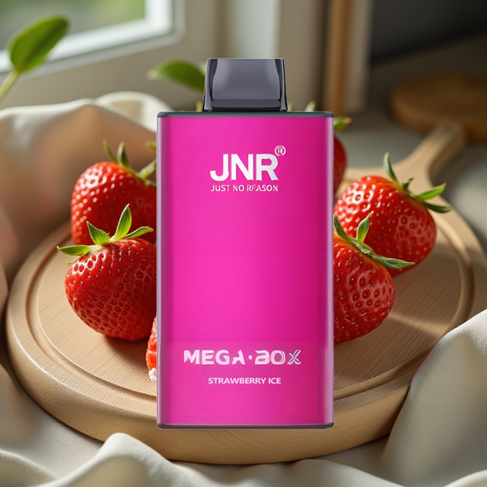 JNR Mega Box 25000 Puffs Disposable Vape Aardbei IJs 30ml 850mAh Dual Mesh Coil Type-C 2% Nicotine