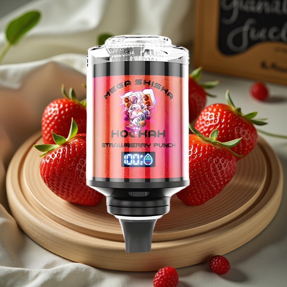 JNR Mega Shisha Hookah 100K 2200mAh Type-C Aardbei Punch Desktop Compatibel