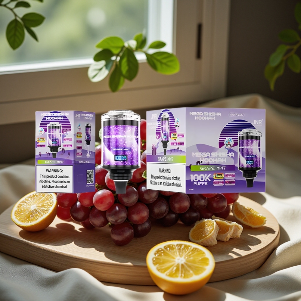 JNR Mega Shisha Hookah 100K Desktop Compatibel Druif Munt 60ml 2200mAh Type-C