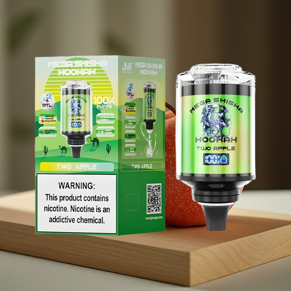 JNR Mega Shisha Hookah 100K Desktop Compatibiliteit Twee Appel 60ml 2200mAh Type-C