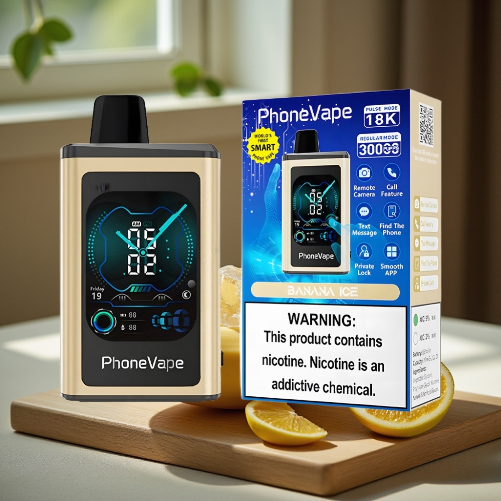 JNR PhoneVape 30000 puffs Herlaadbare Disposable Vape Banaan IJs Type-C Turbo Luchtstroom App Cam Lock Scherm