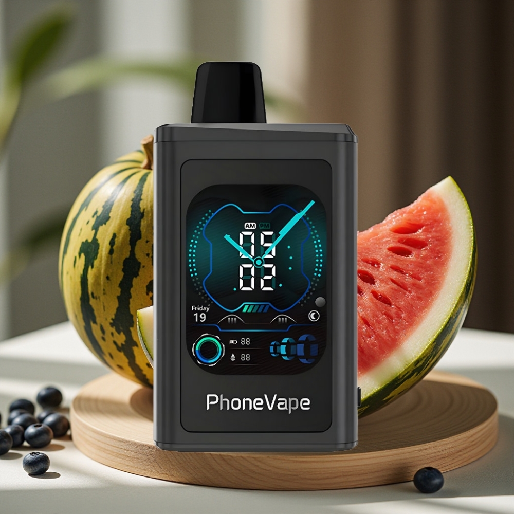 JNR PhoneVape 30000 puffs Oplaadbare Disposable Vape Blauwe Bes Watermeloen met Turbo Modus, Aanpasbare Luchtstroom