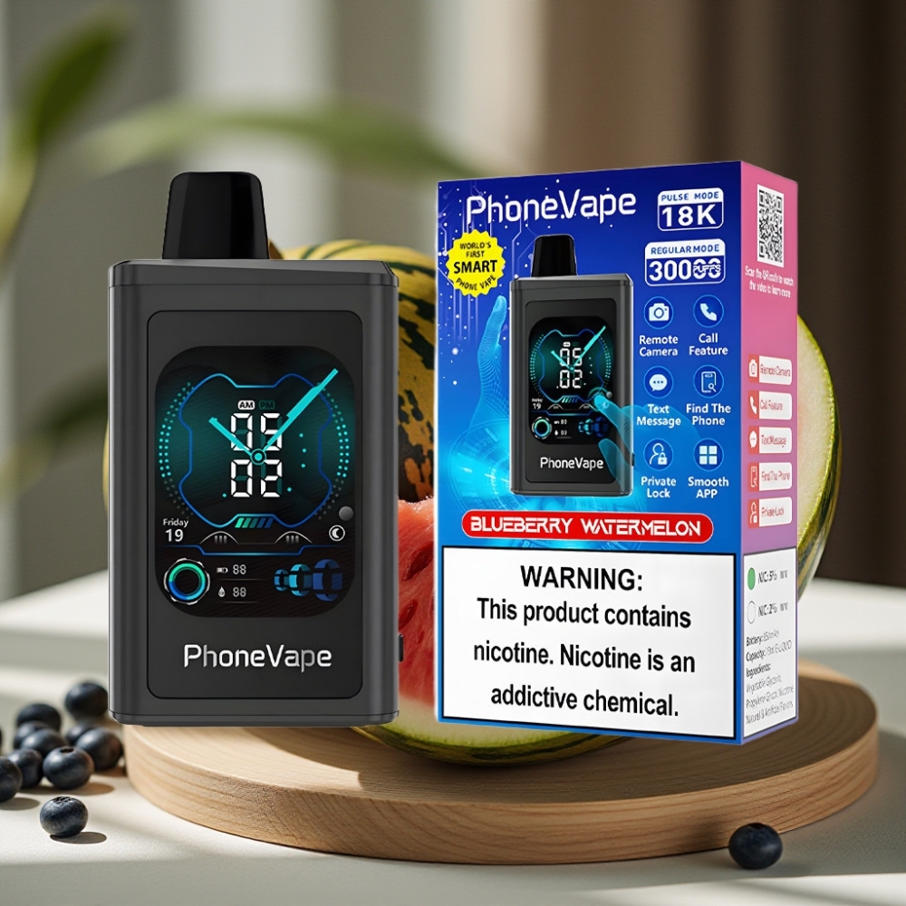 JNR PhoneVape 30000 puffs Oplaadbare Disposable Vape Blauwe Bes Watermeloen met Turbo Modus, Aanpasbare Luchtstroom