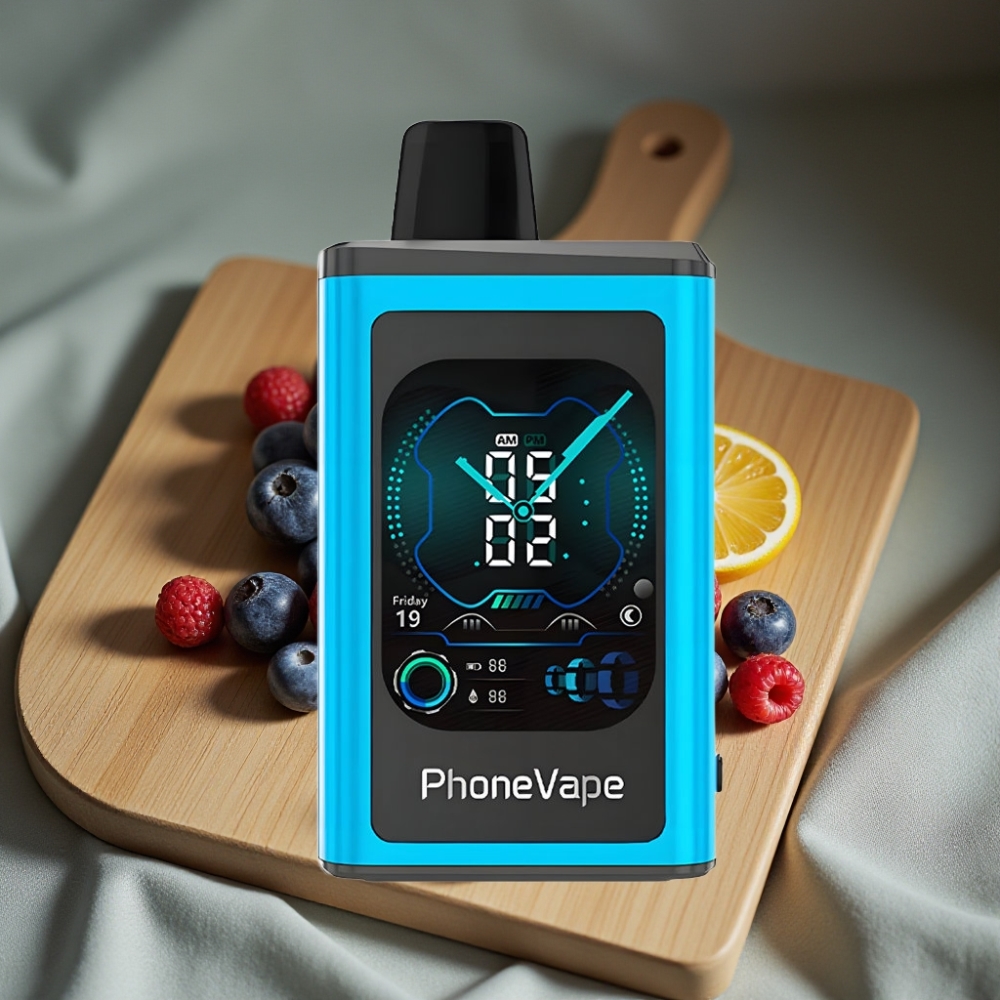 JNR PhoneVape 30000 puffs Oplaadbare Disposable Vape Blauwe Framboos IJs Turbo Modus App Bediening
