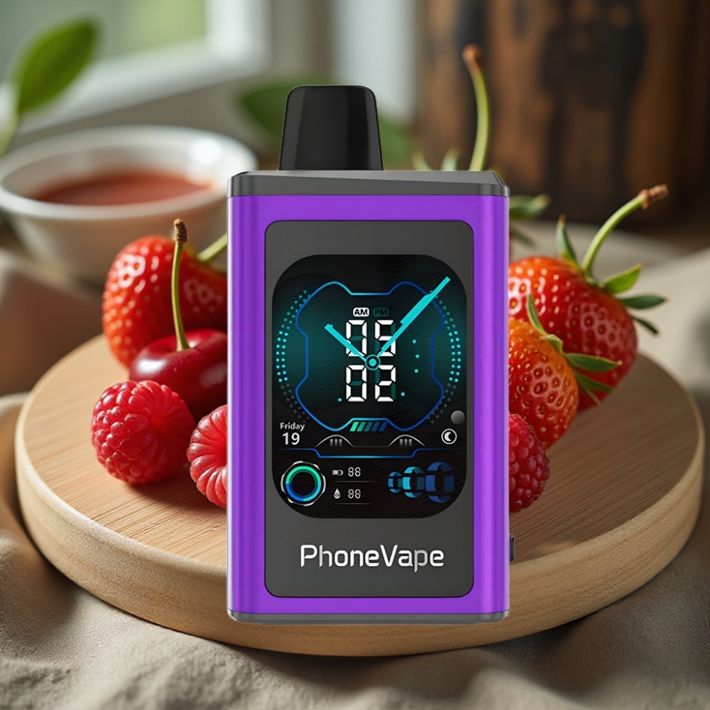 JNR PhoneVape 30000 puffs Oplaadbare Disposable Vape Kers Aardbei Framboos Turbo Mode App Bediening