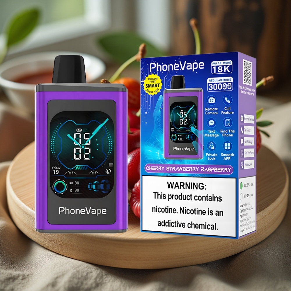 JNR PhoneVape 30000 puffs Oplaadbare Disposable Vape Kers Aardbei Framboos Turbo Mode App Bediening