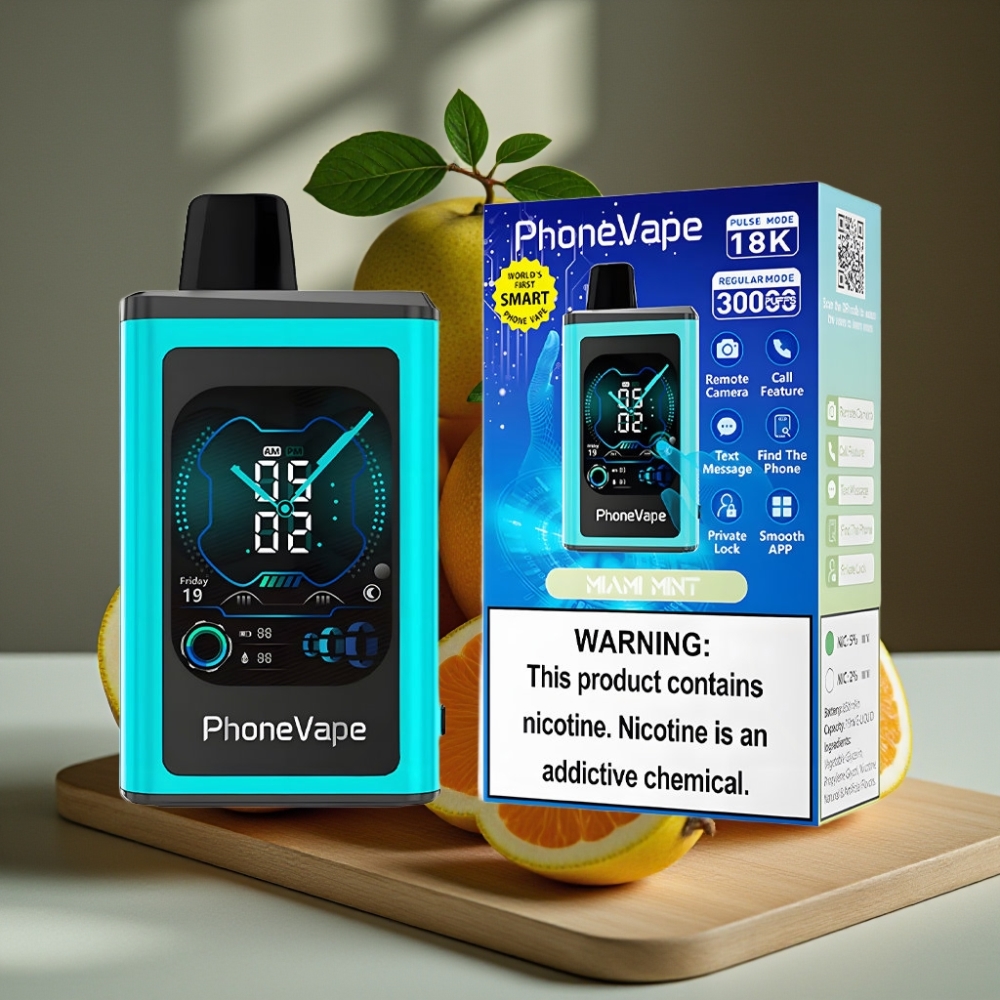 JNR PhoneVape 30000 puffs Oplaadbare Disposable Vape Miami Munt Turbo Modus App Gestuurd