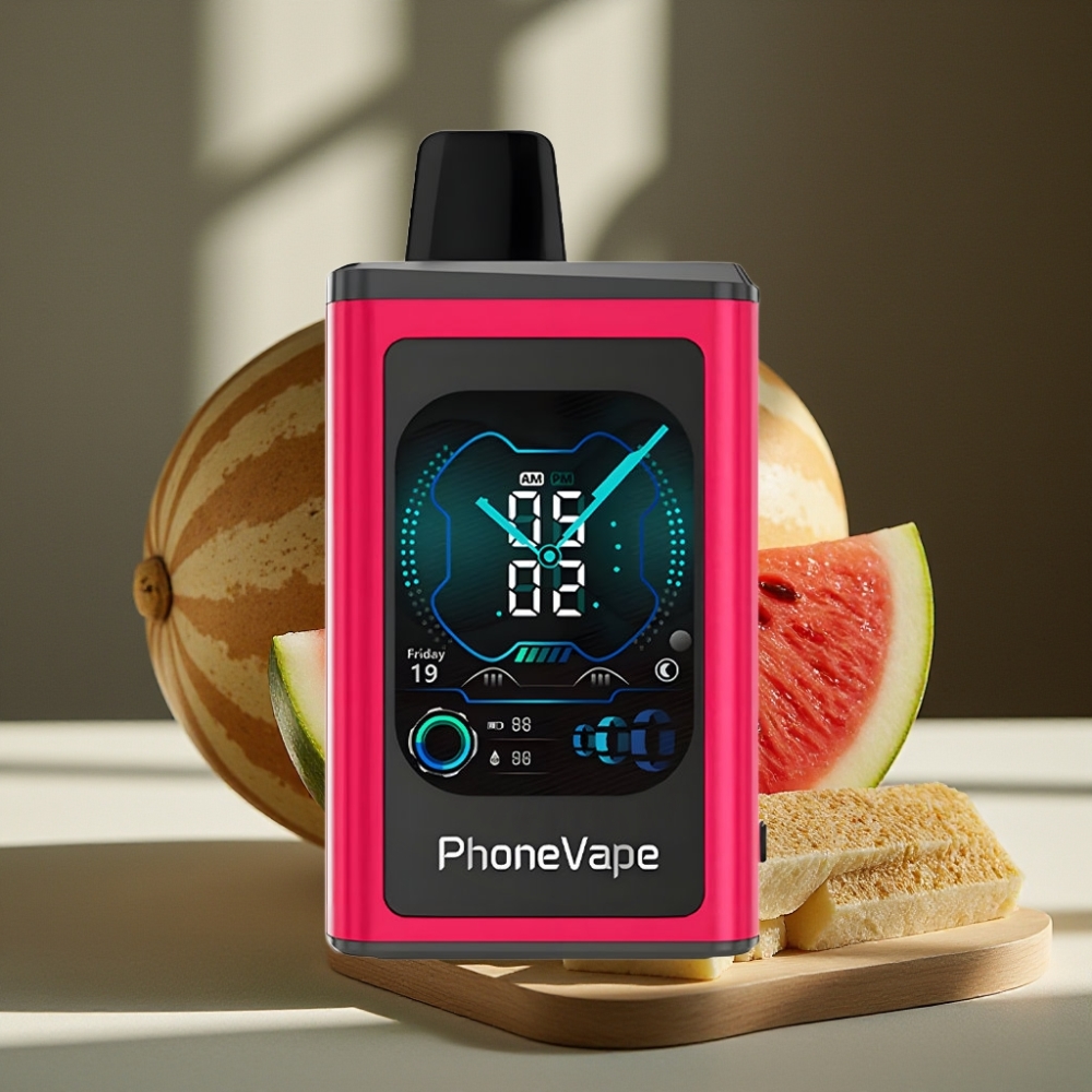 JNR PhoneVape 30000 puffs Oplaadbare Disposable Vape Watermeloen IJs met Turbo Modus, Instelbare Luchtstroom, App Bediening, Bel- en SMS-functies