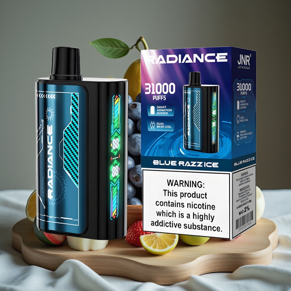 JNR Radiance 31000 Puffs 28ml Dual Mesh Coil Type-C BLAAUWE FRAMBOOS IJS Disposable Vape