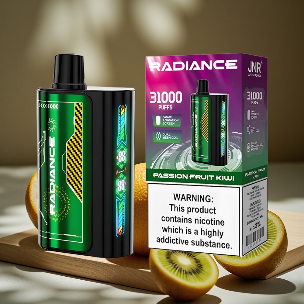 JNR Radiance 31000 Puffs 28ml Dual Mesh Coil Type-C Disposable Vape Passievrucht Kiwi