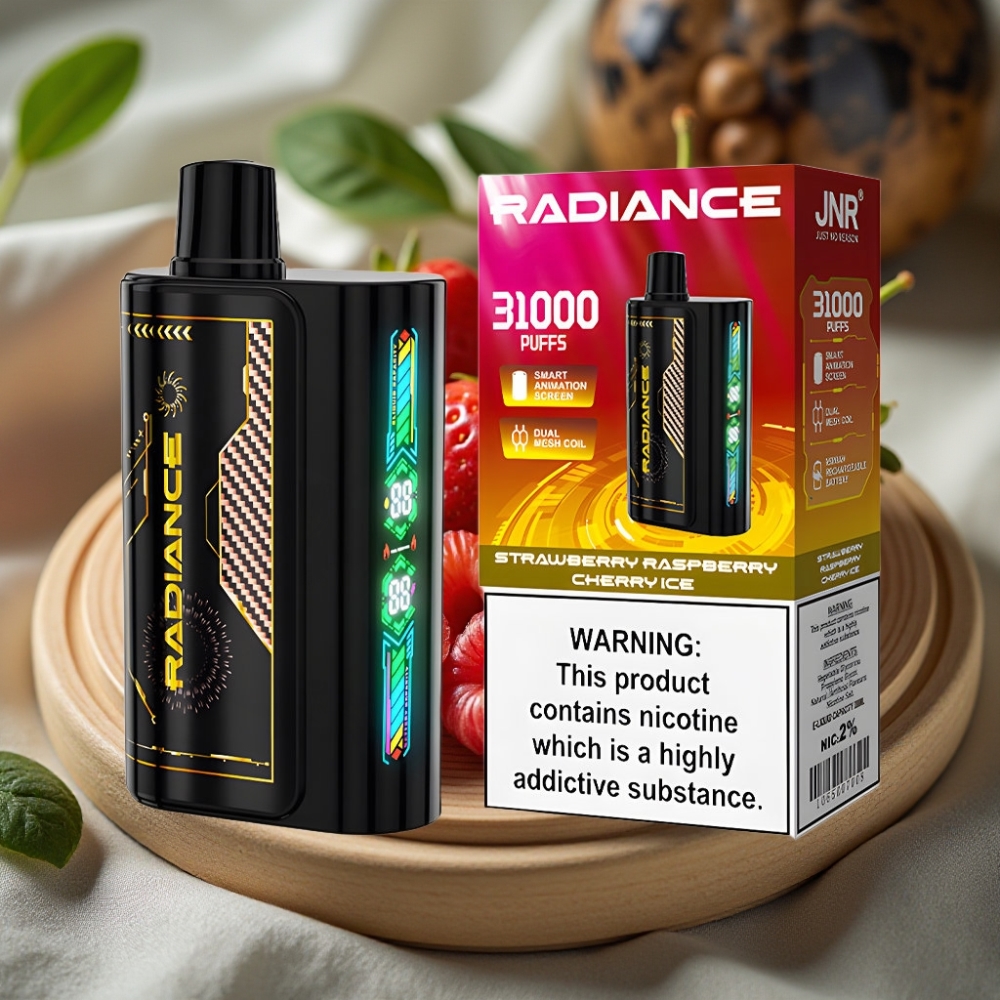 JNR Radiance 31000 Puffs Disposable Vape AARDBEI FRAMBOOS KERS IJS 28ml Dual Mesh 950mAh Type-C