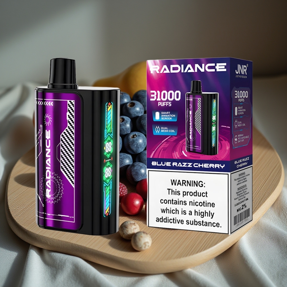 JNR Radiance 31000 Puffs Disposable Vape BLauwe Framboos Kers 28ml Dual Mesh 950mAh Type-C
