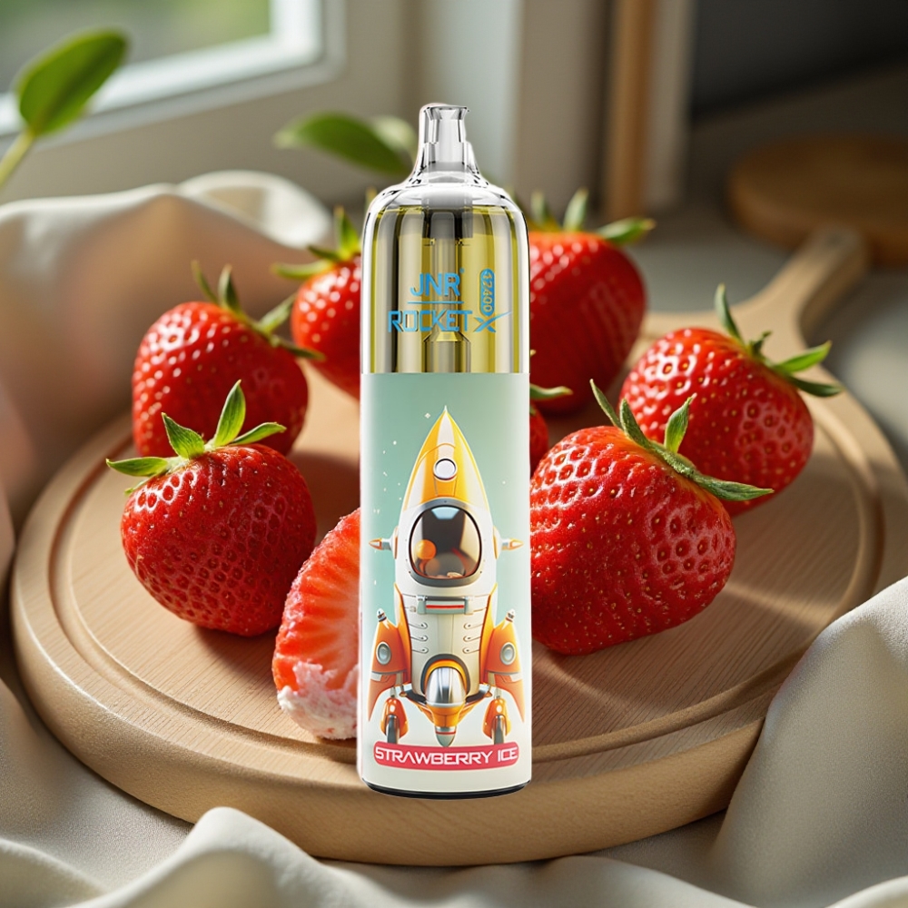 JNR Rocket-X 12400 Puffs Disposable Vape Aardbei IJs Met Aanpasbare Luchtstroom, RGB Verlichting, 1.2ohm Mesh Coil, 850mAh Batterij, 25ml Vloeistof, Type-C Opladen