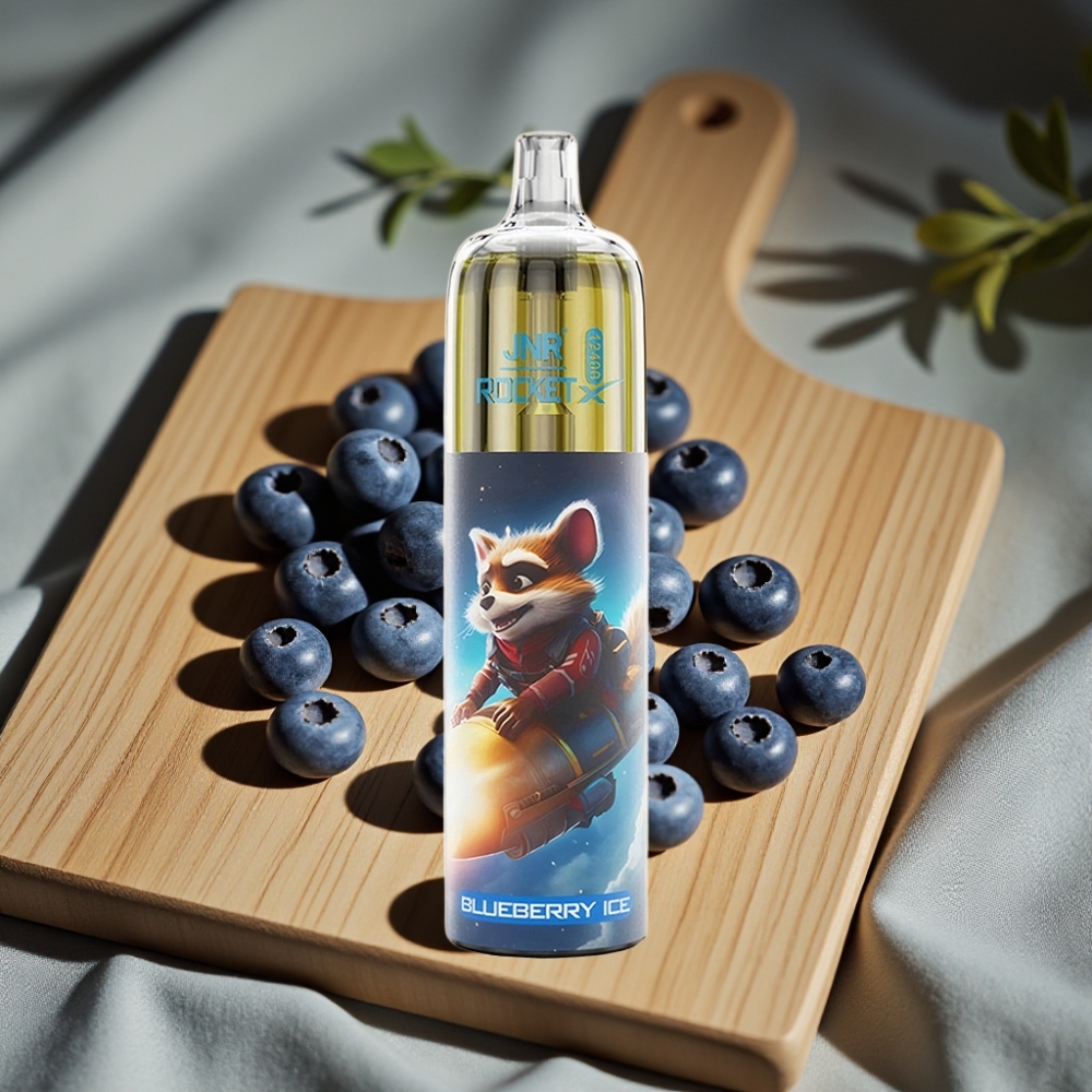 JNR Rocket-X 12400 Puffs Disposable Vape Blauwe Bes IJs Ajusteerbare Luchtstroom RGB Verlichting Mesh Coil 1.2ohm 850mAh 25ml Type-C