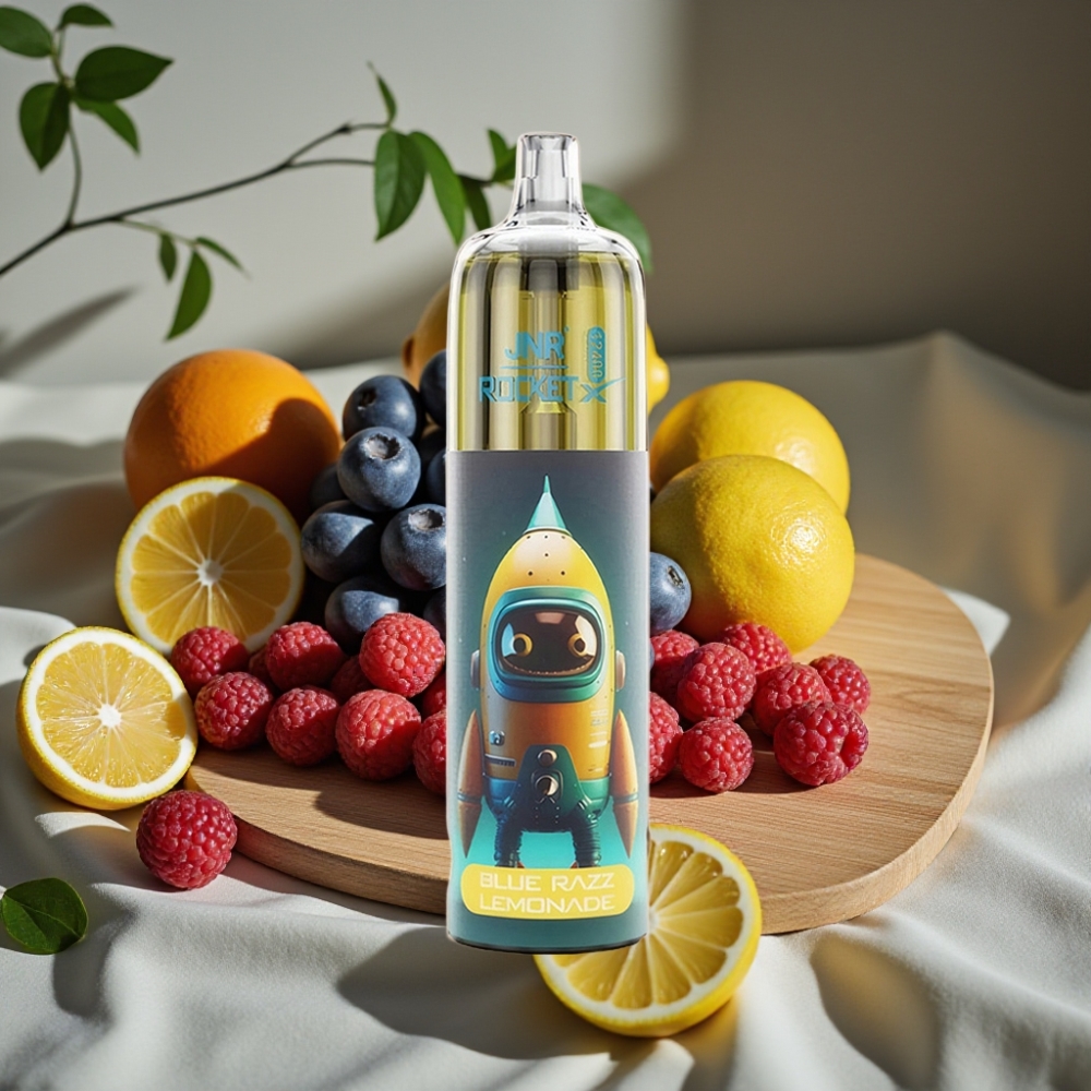 JNR Rocket-X 12400 Puffs Disposable Vape Blauwe Framboos Limonade Met Instelbare Luchtstroom, RGB-verlichting, 1.2ohm Mesh Coil, 850mAh Batterij, 25ml Vloeistof