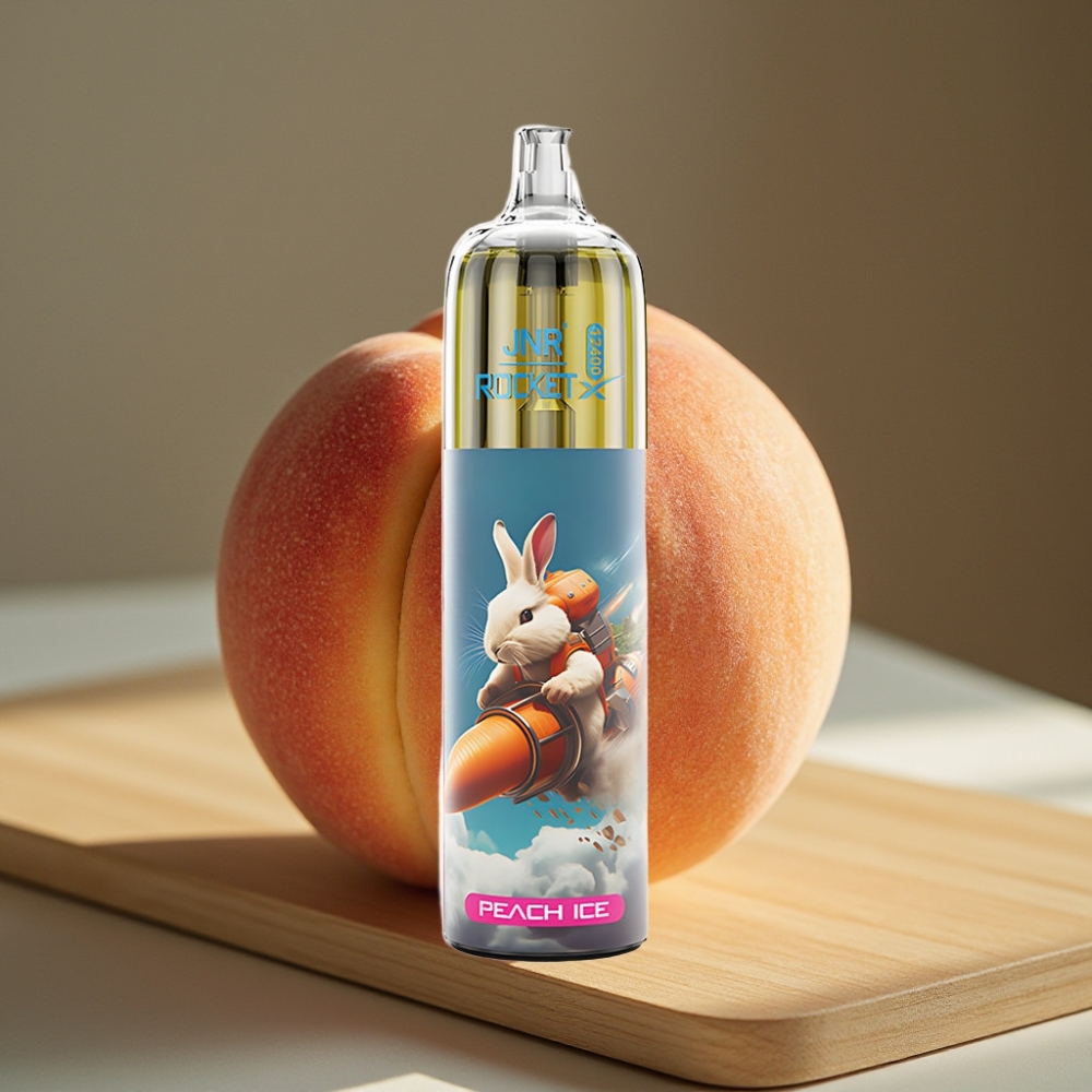 JNR Rocket-X 12400 Puffs Disposable Vape Perzik IJs Met Aanpasbare Luchtstroom, RGB Verlichting, 1.2ohm Mesh Coil, 850mAh Batterij, 25ml Vloeistof, Type-C Opladen