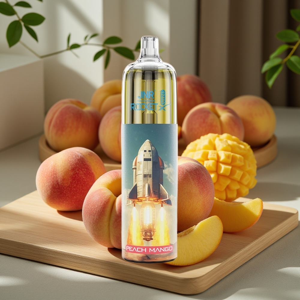 JNR Rocket-X 12400 Puffs Verstelbare Luchtstroom RGB Mesh Coil Perzik Mango Disposable Vape