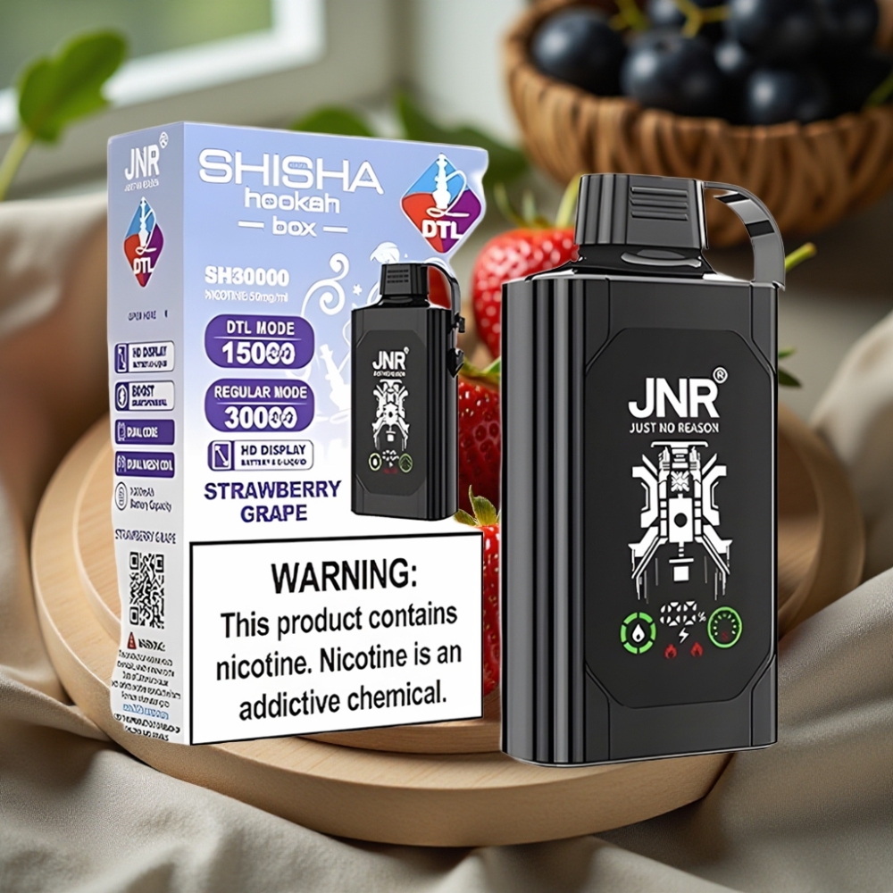 JNR Shisha Hookah Box 20500 Puffs Disposable Vape Aardbei Druif HD Display 1000mAh 25ml Dual Mesh Coil Type-C 0%2%5%