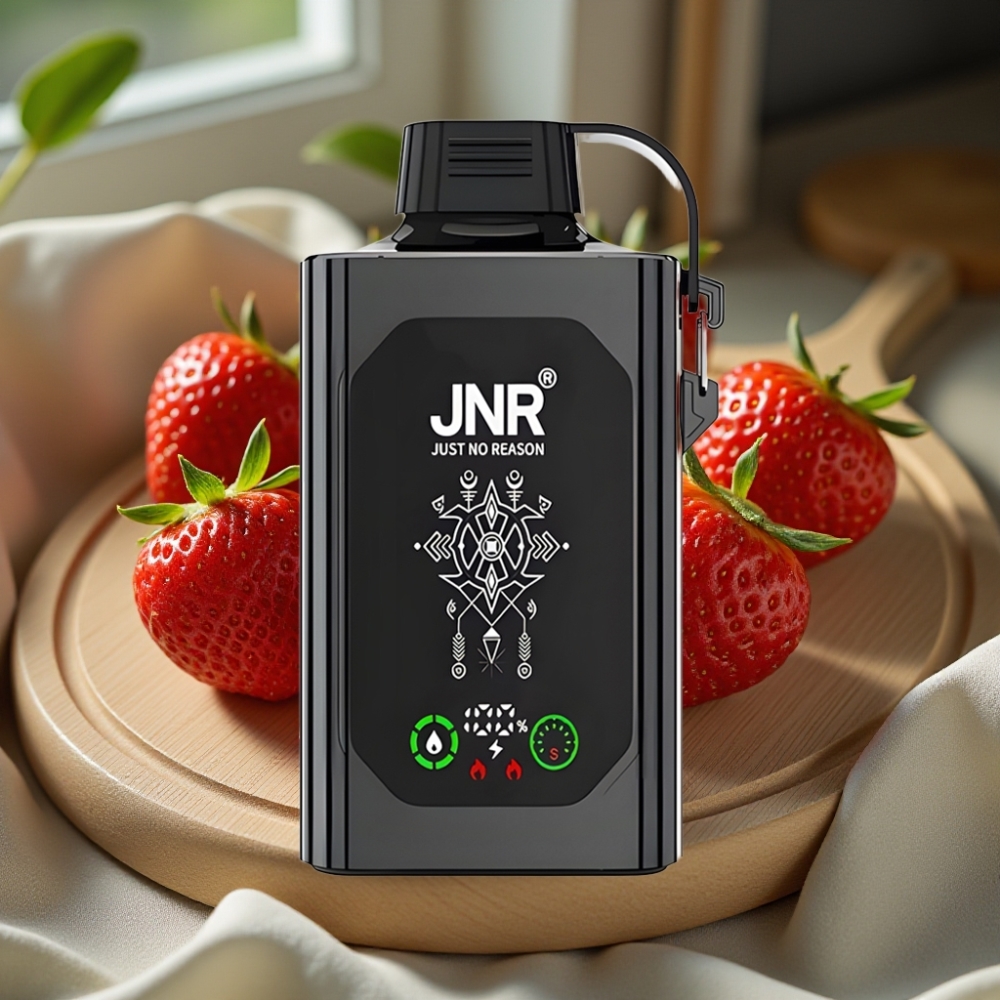 JNR Shisha Hookah Box 20500 Puffs Disposable Vape Aardbei IJs HD Display 1000mAh 25ml Dual Mesh Coil Type-C