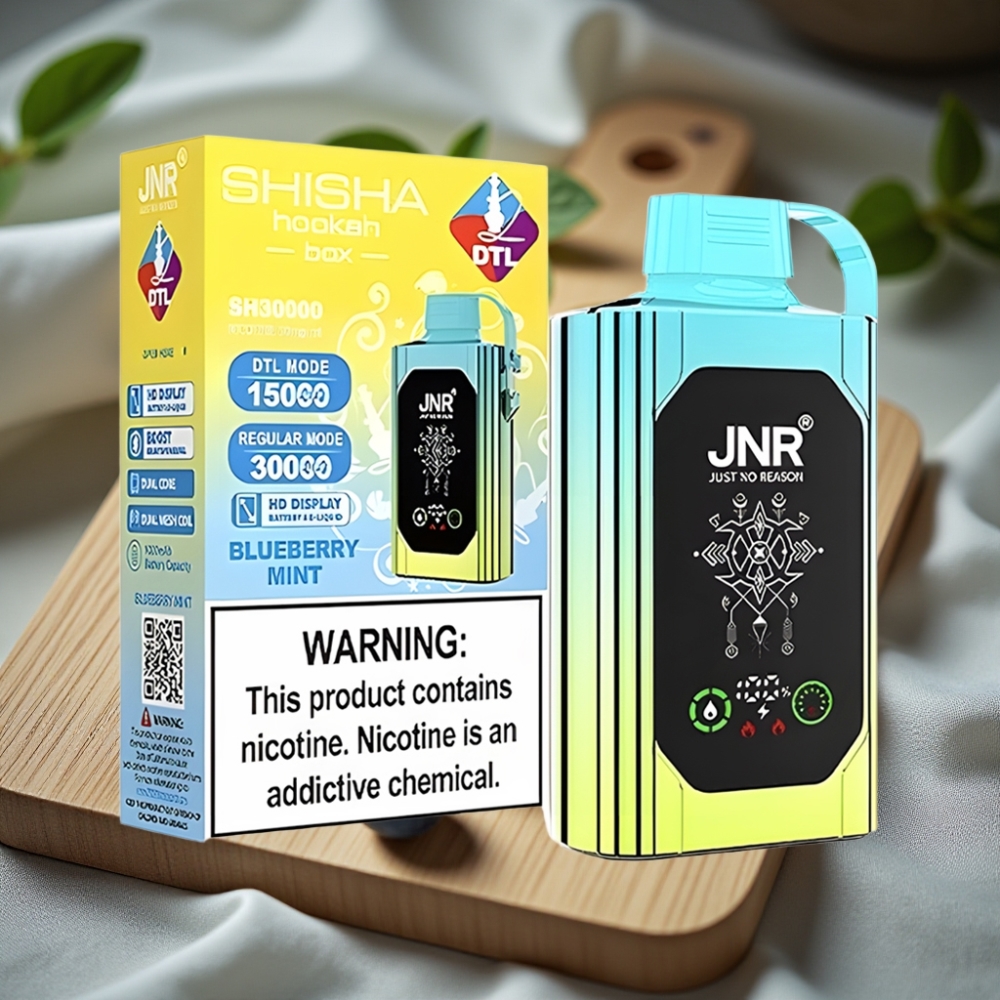 JNR Shisha Hookah Box 20500 Puffs Disposable Vape Bosbes Munt HD Display Dual Mesh Coil Type-C