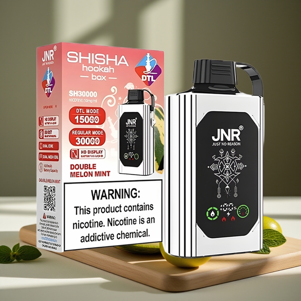 JNR Shisha Hookah Box 20500 Puffs Disposable Vape Dubbele Meloen Munt HD Display 1000mAh Type-C 25ml Dual Mesh Coil