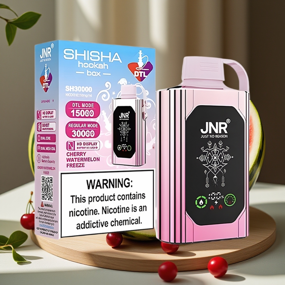 JNR Shisha Hookah Box 20500 Puffs Disposable Vape Kers Watermeloen IJs HD Display 1000mAh 25ml Dual Mesh Coil Type-C 0%/2%/5%