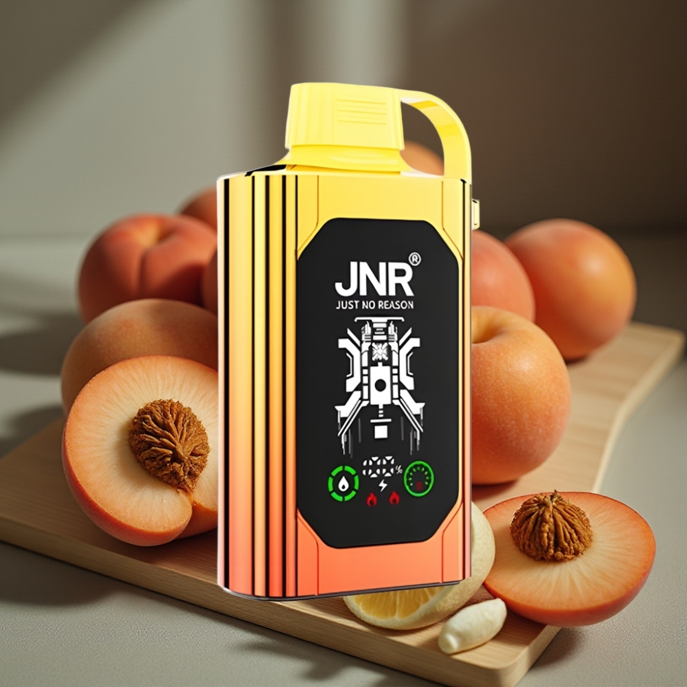 JNR Shisha Hookah Box 20500 Puffs Disposable Vape Sappige Perziken HD Display 1000mAh Type-C