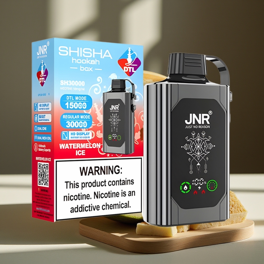 JNR Shisha Hookah Box 20500 Puffs Disposable Vape Watermeloen IJs HD Display 1000mAh 25ml Dual Mesh Coil Type-C 0%/2%/5% Nicotine