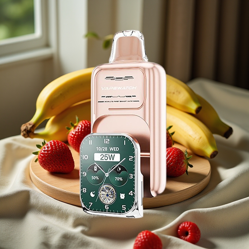 JNR VapeWatch 30000 Puffs Disposable Vape Aardbei Banaan Dual Mesh Coil Type-C 19mL 5%