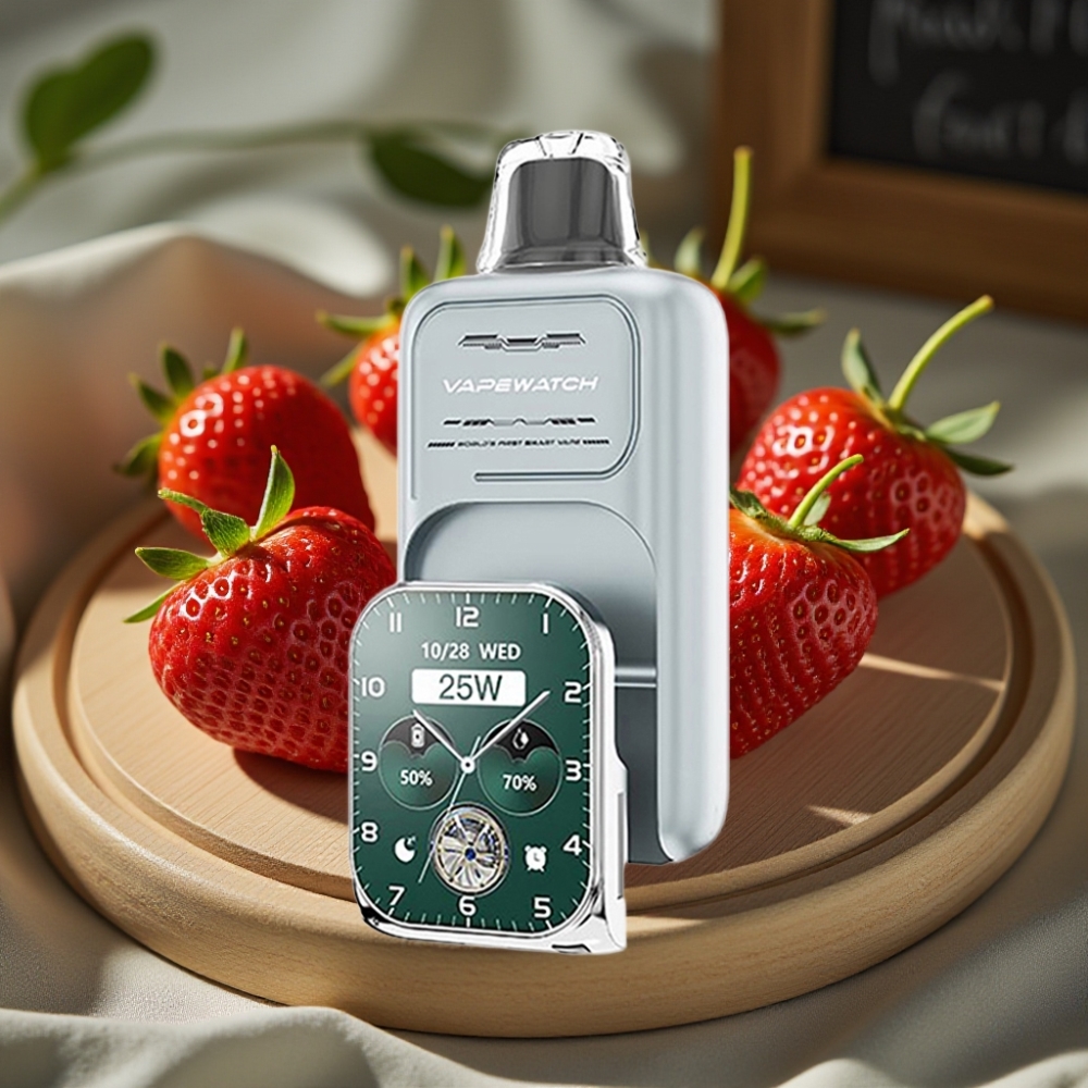 JNR VapeWatch 30000 Puffs Wegwerp Vape Aardbei IJs 1000mAh 19mL 5% Dual Mesh Coil Type-C