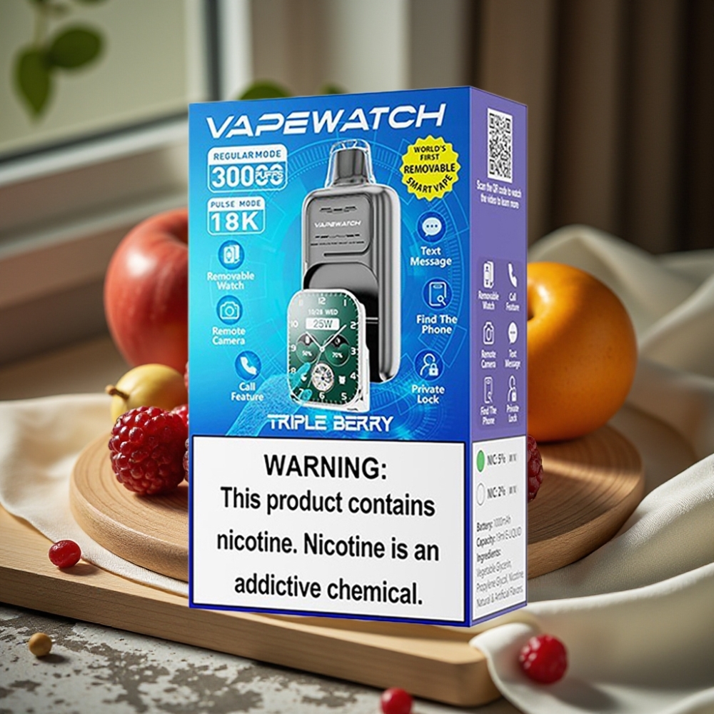 JNR VapeWatch 30000 Puffs Wegwerpbare Vape Drievoudige Bes Dual Mesh Coil Type-C