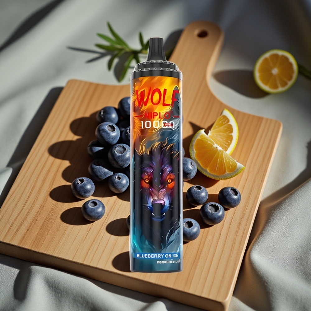JNR Wolf Niplo 10000 Puffs 1.0 Ohm Mesh 650mAh Type-C Blauwe Bes Op IJs