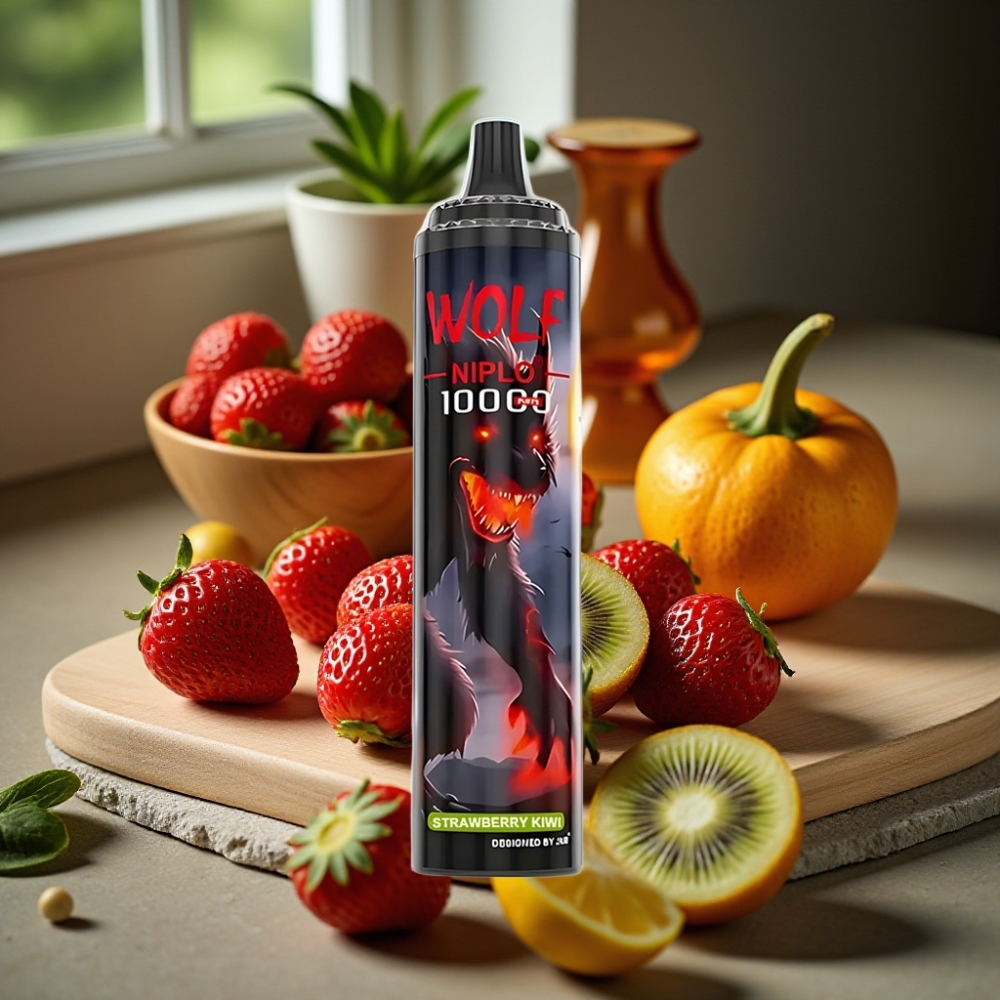 JNR Wolf Niplo 10000 Puffs Disposable Vape Aardbei Kiwi 1.0 Ohm Mesh 20ml 650mAh Type-C