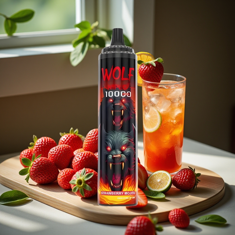 JNR Wolf Niplo 10000 Puffs Disposable Vape Aardbei Mojito Mesh 1.0 Ohm 20ml 650mAh Type-C