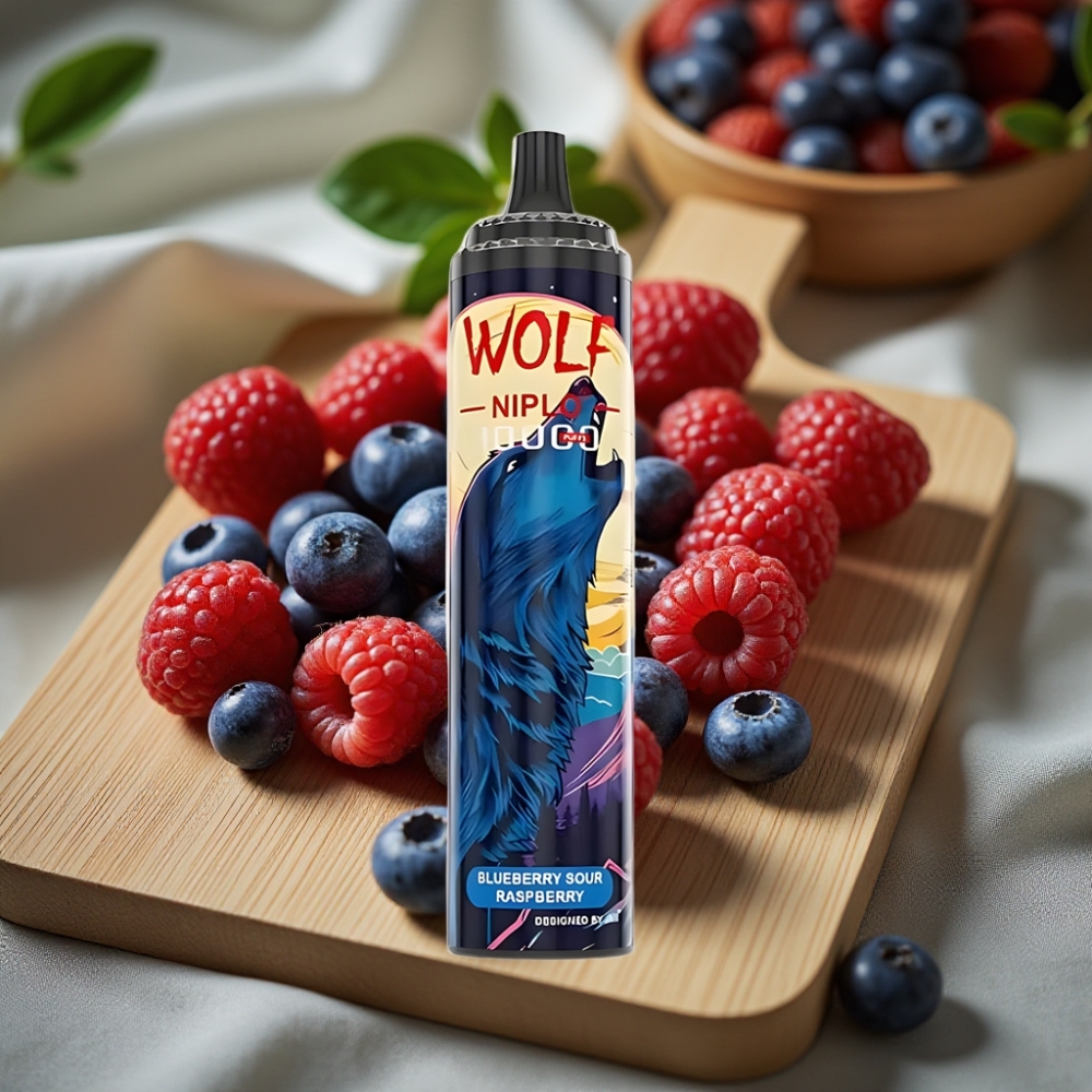 JNR Wolf Niplo 10000 Puffs Disposable Vape Blauwe Bes Zure Framboos 1.0 Ohm Mesh 650mAh 20ml Type-C