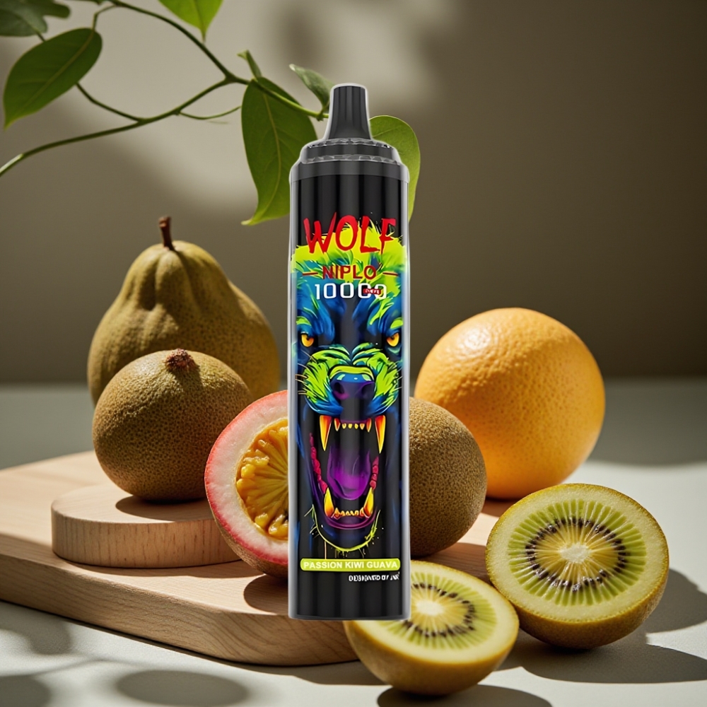 JNR Wolf Niplo 10000 Puffs Disposable Vape Passievrucht Kiwi Guave Mesh Coil 1.0 Ohm 650mAh Type-C