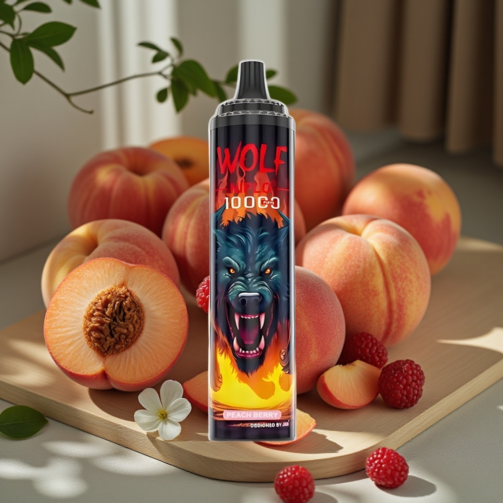 JNR Wolf Niplo 10000 Puffs Disposable Vape Perzik Bes 1.0 Ohm Mesh 650mAh 20ml Type-C