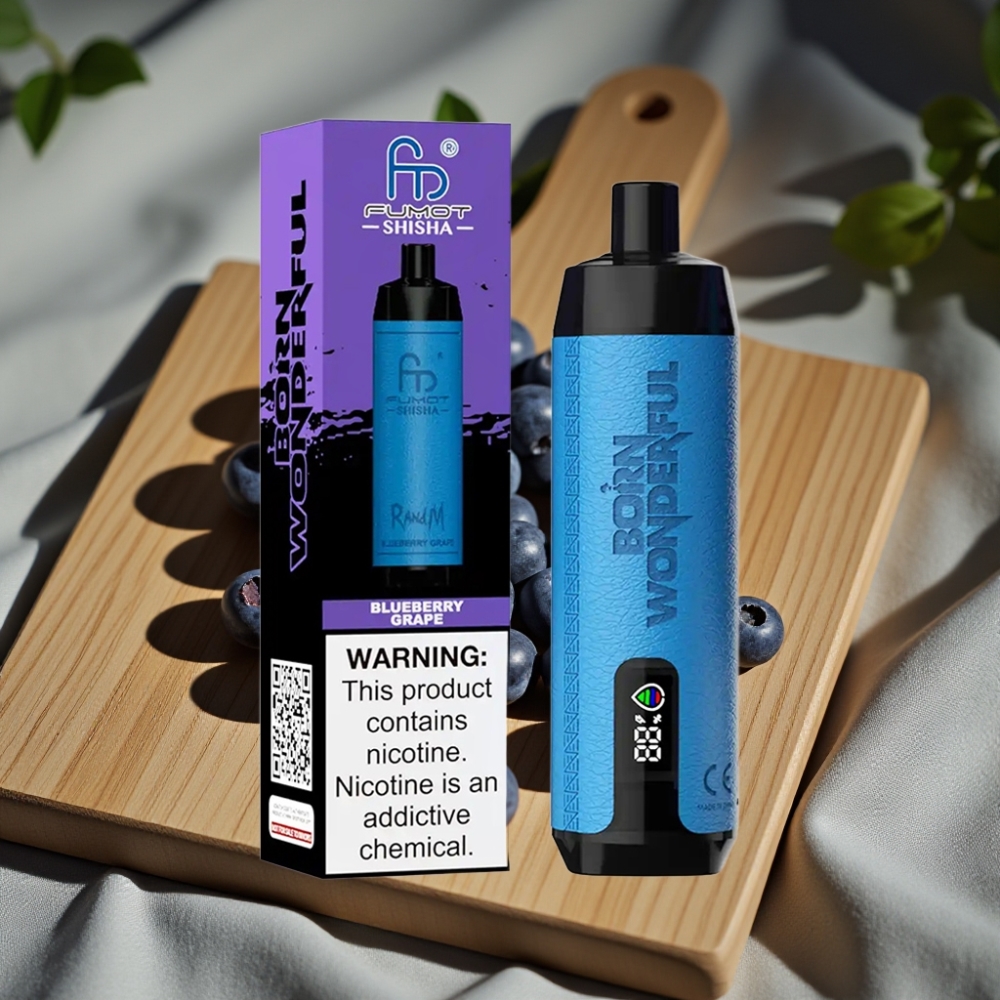 RandM Fumot Shisha 10000 Puffs Disposable Vape Blauwe Bes Druif LED Type-C 18ml 850mAh 0.6ohm