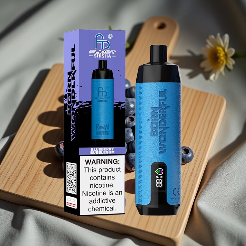 RandM Fumot Shisha 10000 Puffs Disposable Vape Blauwe Bubbelgom LED Type-C 18ml 850mAh 0.6ohm 0.5% Nic