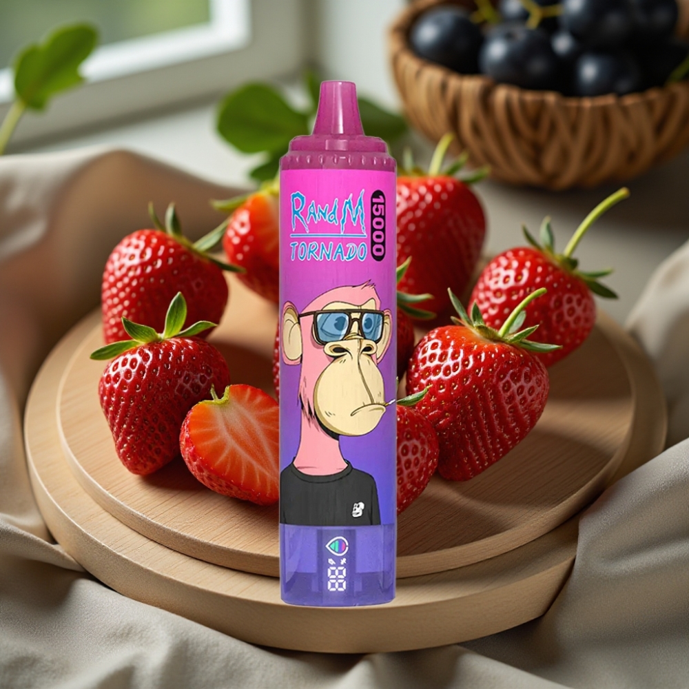 RandM Fumot Tornado 15000 Puffs 25ml 850mAh LCD Type-C Aardbei Druif Disposable Vape