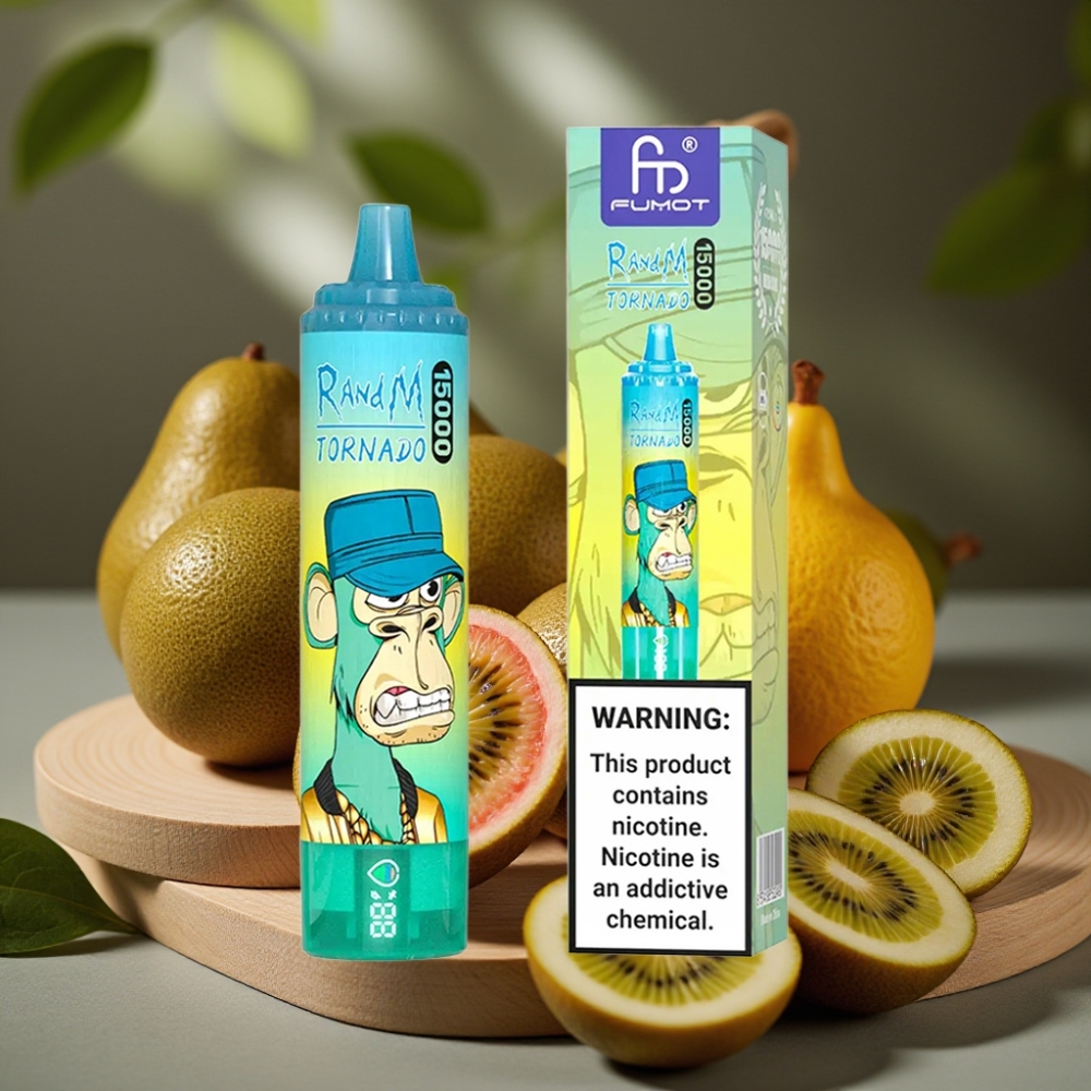 RandM Fumot Tornado 15000 Puffs 25ml 850mAh LCD Type-C Kiwi Passievrucht Guave Disposable Vape