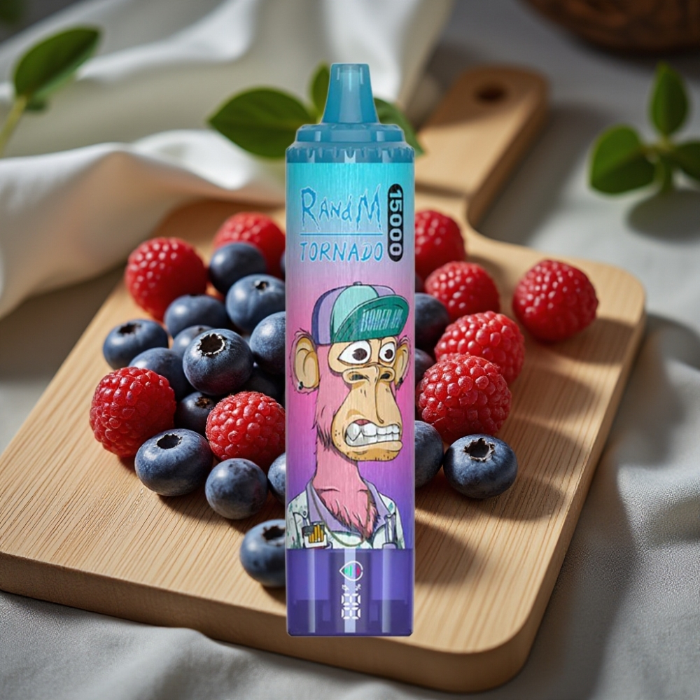 RandM Fumot Tornado 15000 Puffs 25ml 850mAh Type-C LCD Blauwe Bes Framboos Disposable Vape
