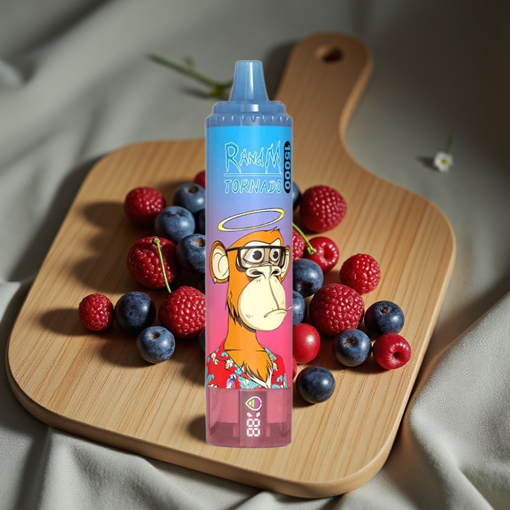 RandM Fumot Tornado 15000 Puffs 25ml 850mAh Type-C LCD Blauwe Framboos Kers Disposable Vape