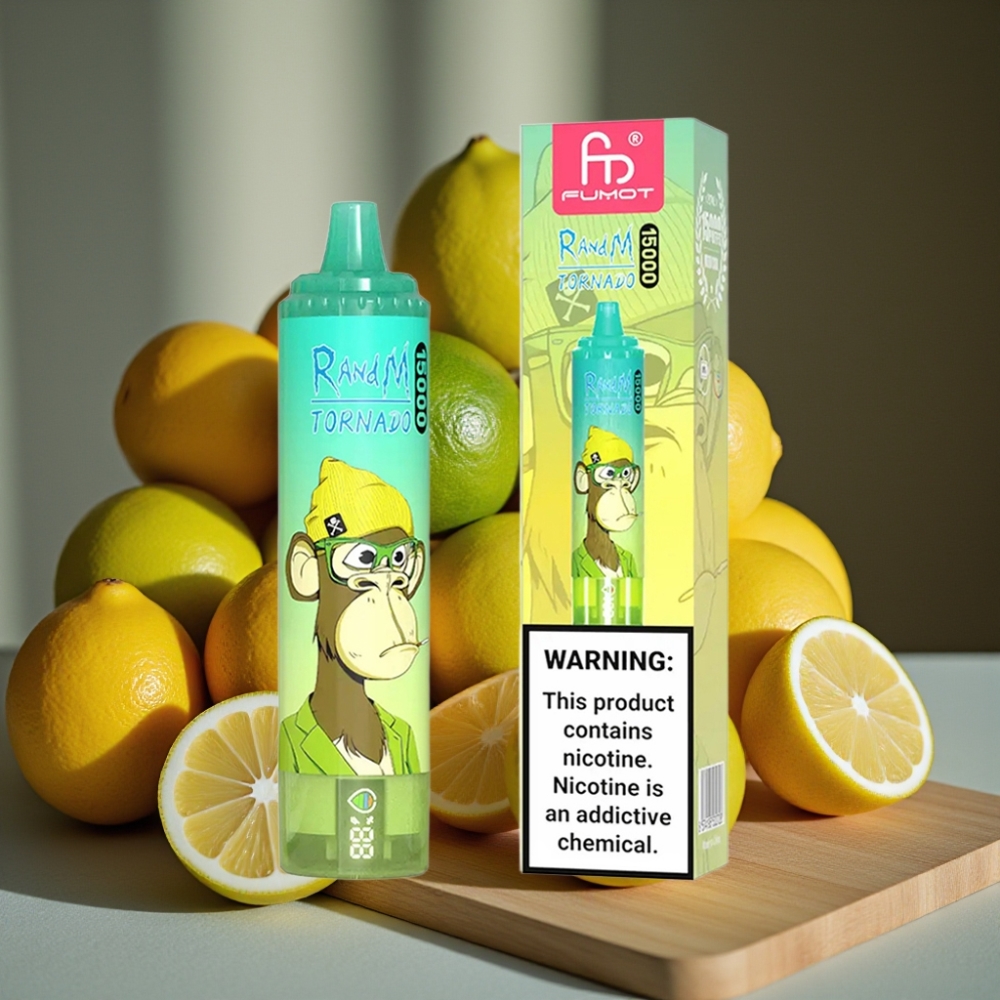 RandM Fumot Tornado 15000 Puffs 25ml 850mAh USB-C LCD Citroen Limoen Disposable Vape
