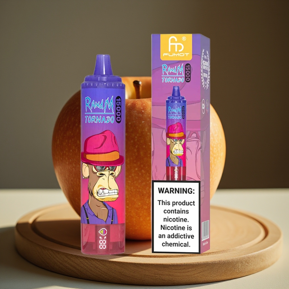 RandM Fumot Tornado 15000 Puffs Disposable Vape Zuur Appel 25ml 850mAh Mesh LCD Type-C