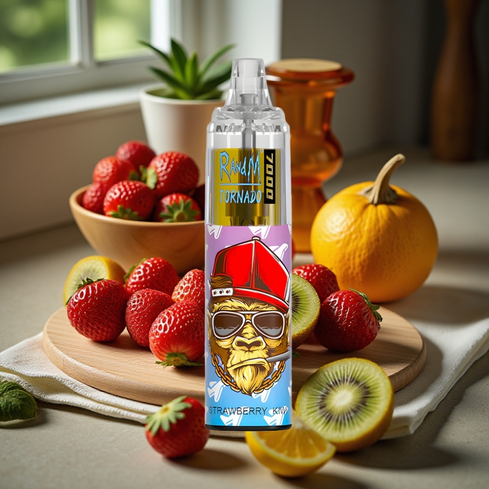 RandM Fumot Tornado 7000 Puffs 14ML 850MAH Mesh Coil Type-C RGB Licht Ajusteerbare Lucht Aardbei Kiwi Disposable Vape