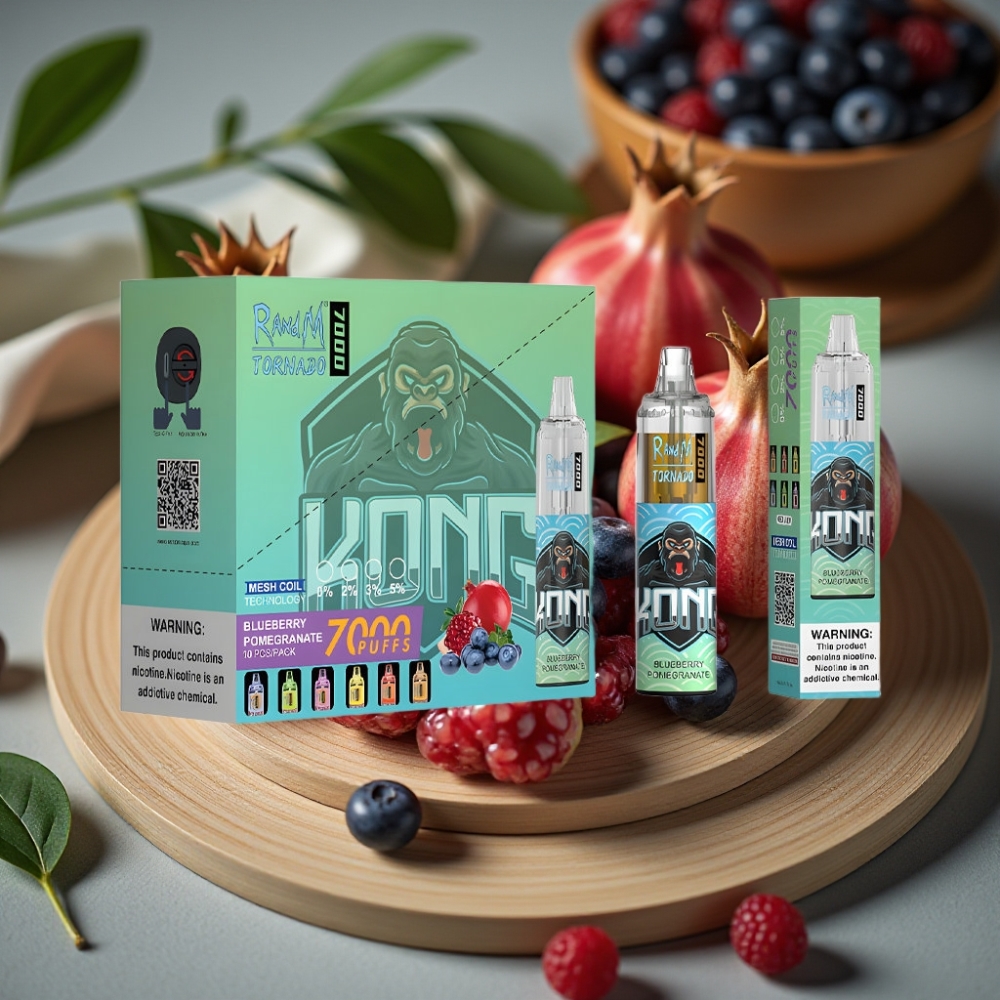 RandM Fumot Tornado 7000 Puffs 14ML 850MAH Mesh Coil Type-C RGB Licht Blauwe Bes Granaatappel Disposable Vape