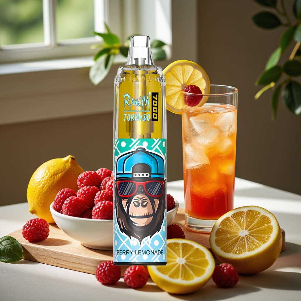 RandM Fumot Tornado 7000 Puffs 14ML 850MAH Mesh Coil Type-C RGB Luchtregelbaar Bes Limonade Disposable Vape